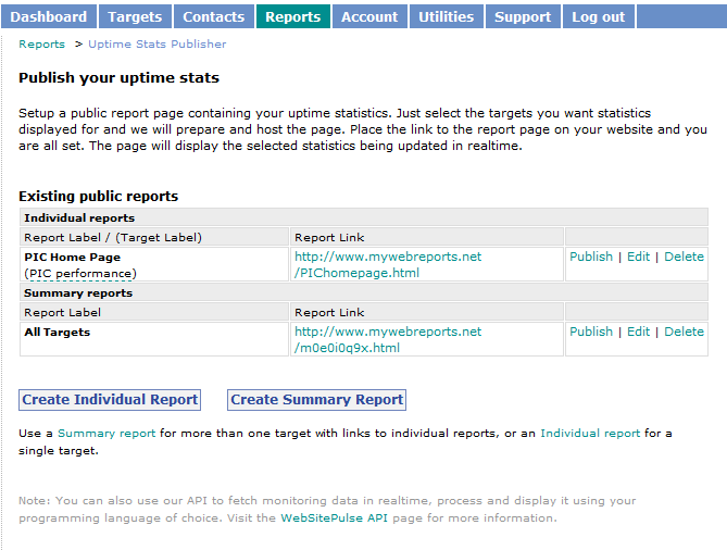 Publish your uptime stats