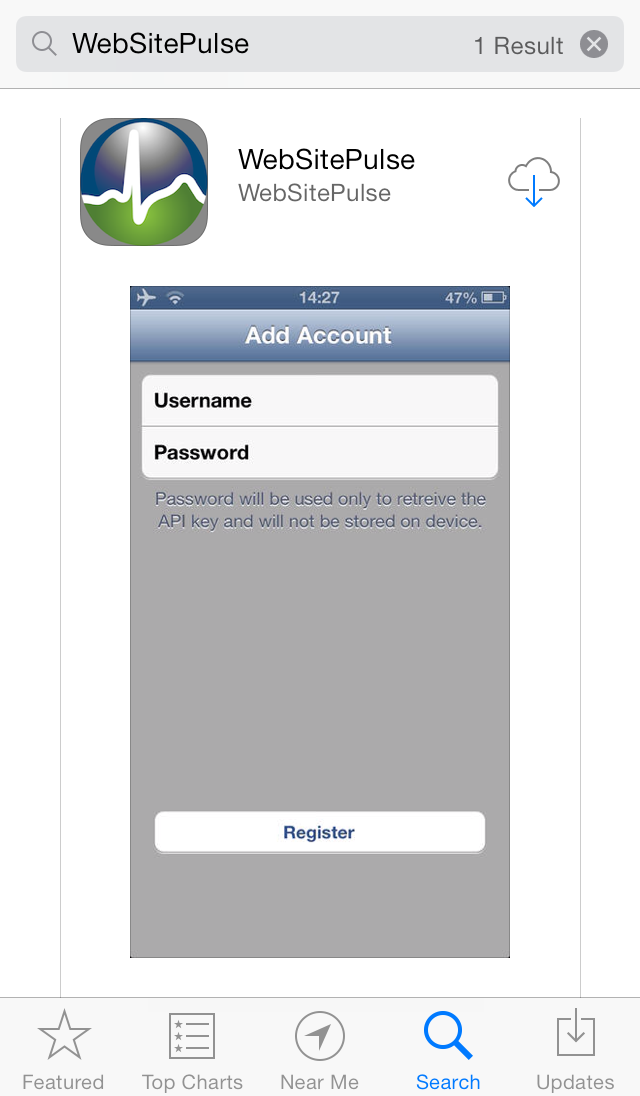 Current Status application for iOS log in screen