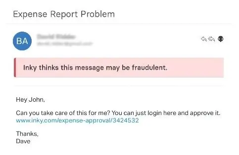 Anti-phishing alert example