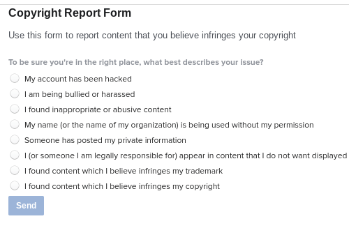 Copyright report form