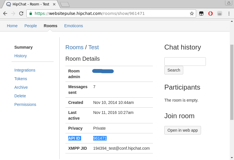 HipChat Room API ID